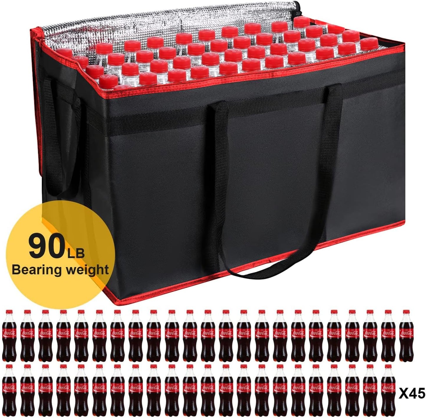 2 Pzas Bolsas Aisladas Catering Therma Negro Rojo