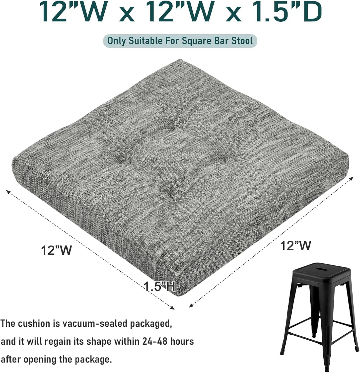 4 Cojines Viscoelástica 12pulg Asiento con Laños Gris