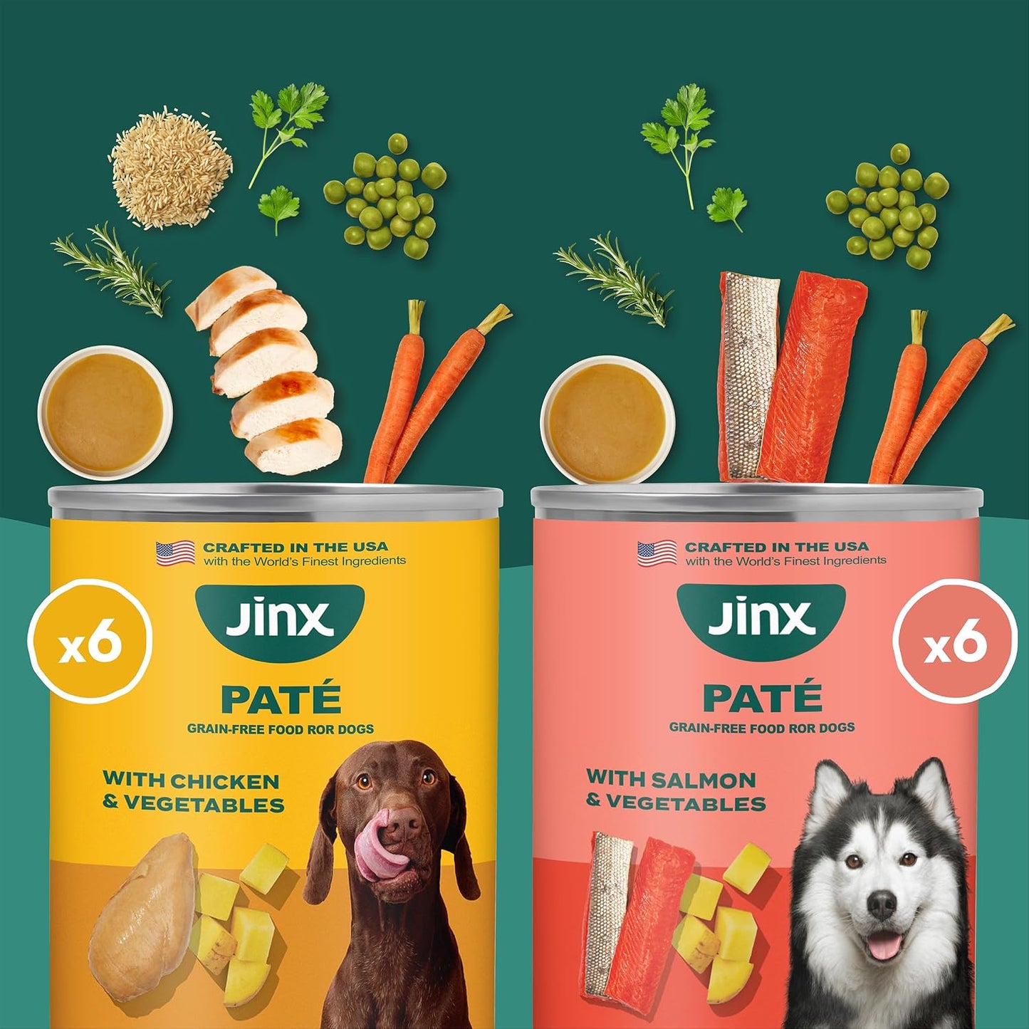 Latas comida húmeda perros paté salmón y pollo sin granos