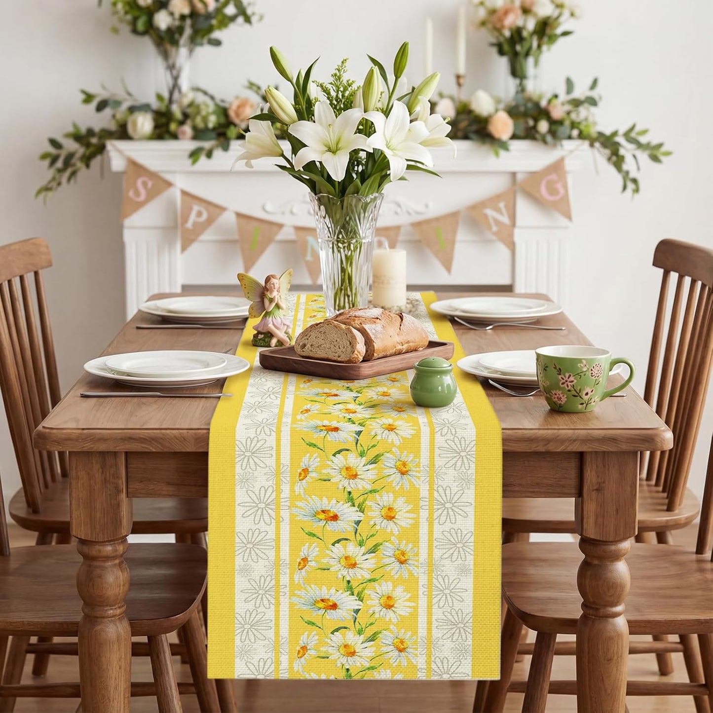 Camino mesa floral margaritas verano 13x72pulg