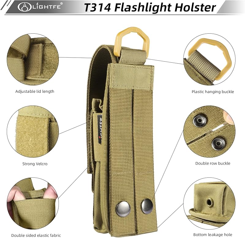 Funda linterna Molle nailon 4.5cm 15-20cm dorada