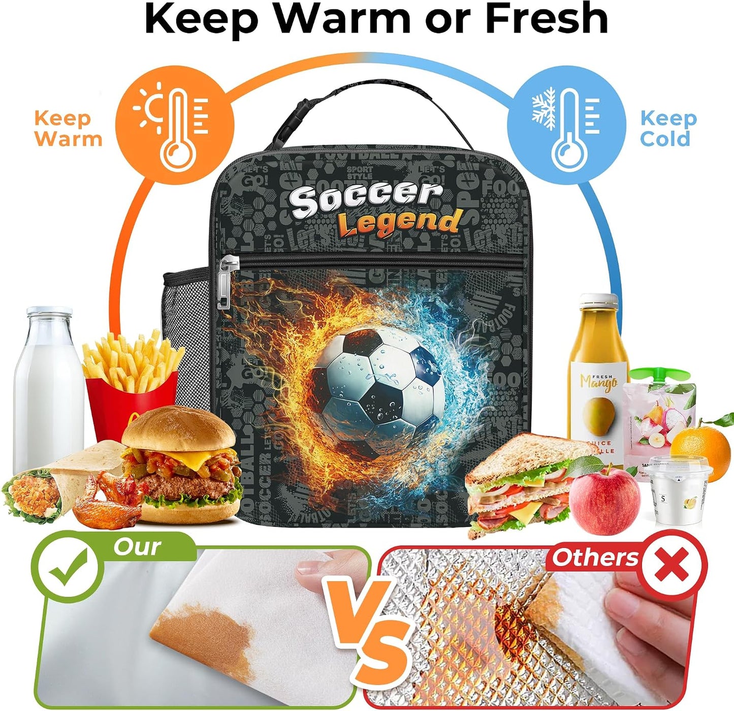 Bolsa almuerzo aislada para niños con bola 3D