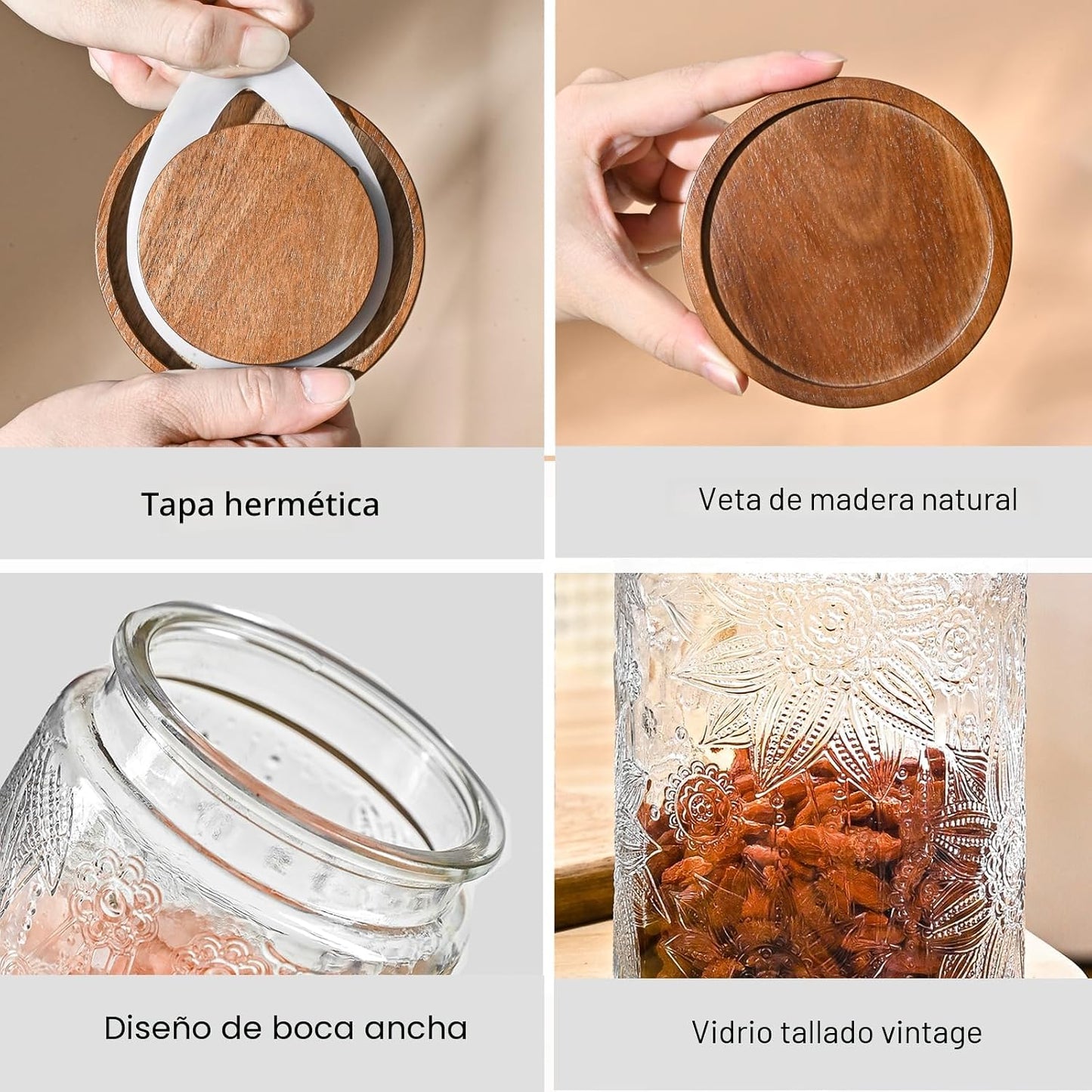 Frascos vidrio mason 24oz boca ancha cocina