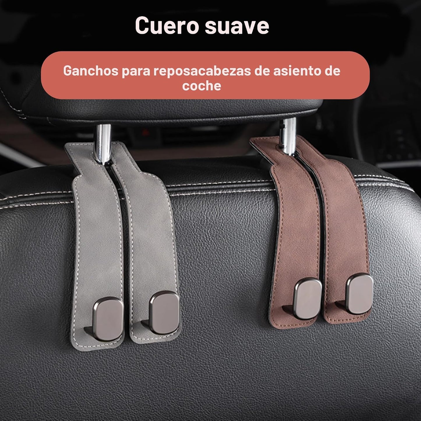 Gancho respaldo asiento auto para bolsos y carteras 2 pzas