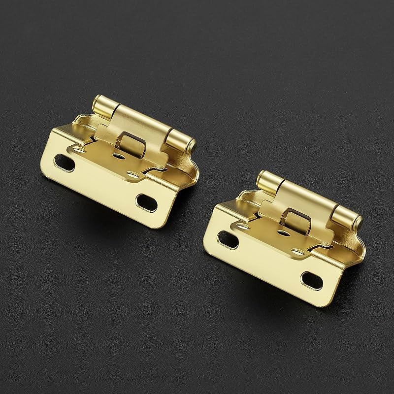 60 Pzas Bisagras Gabinete Cierre Automático Dorado 1/2"