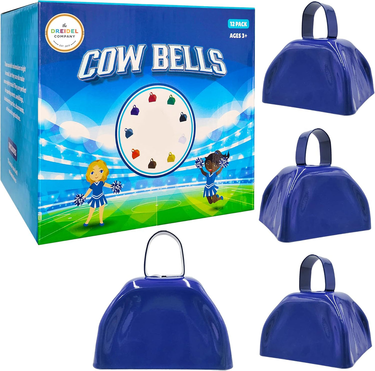 Campana metal para animar 3pulg azul set 6
