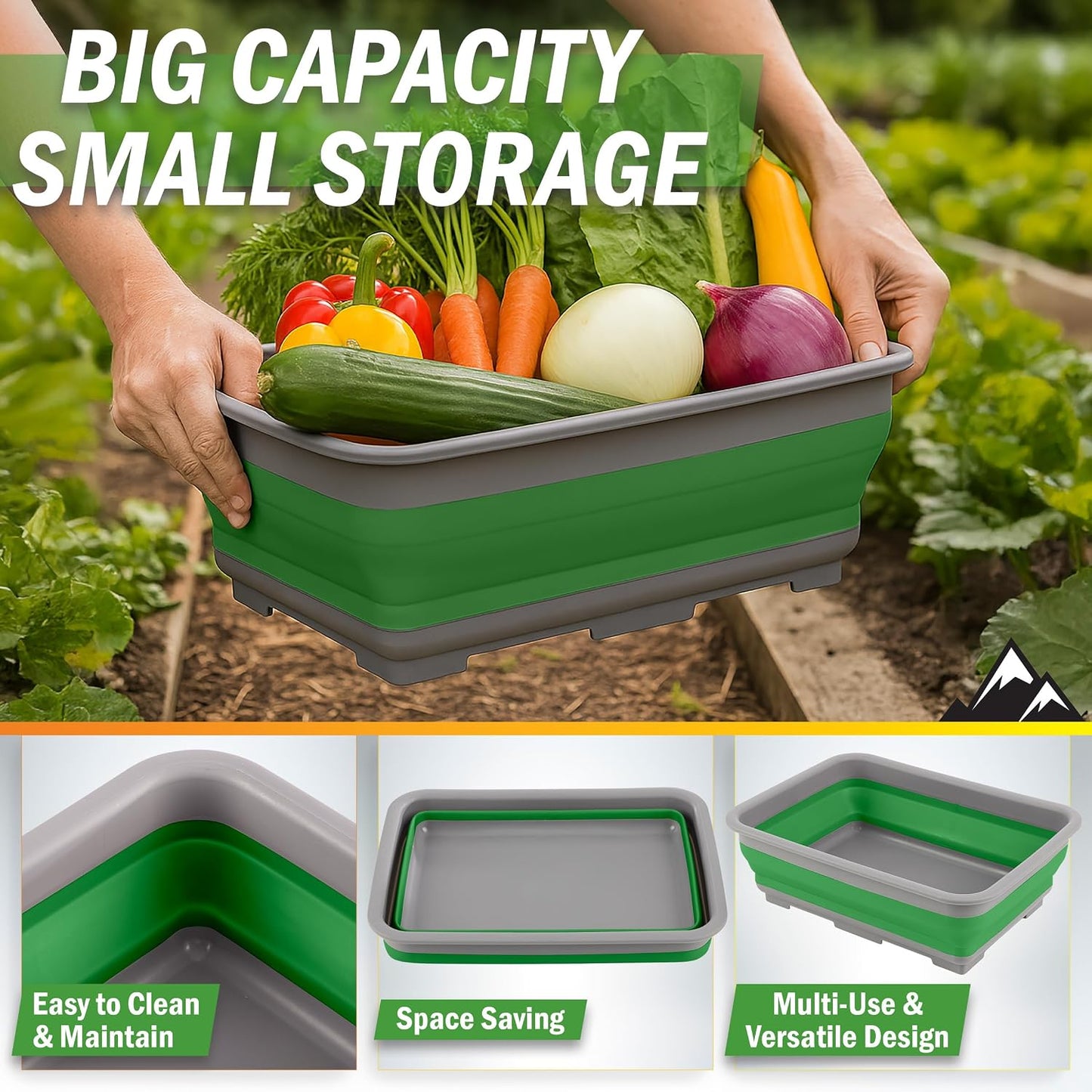 Cubo hielo plegable 10L multiusos para acampar y fiestas verde