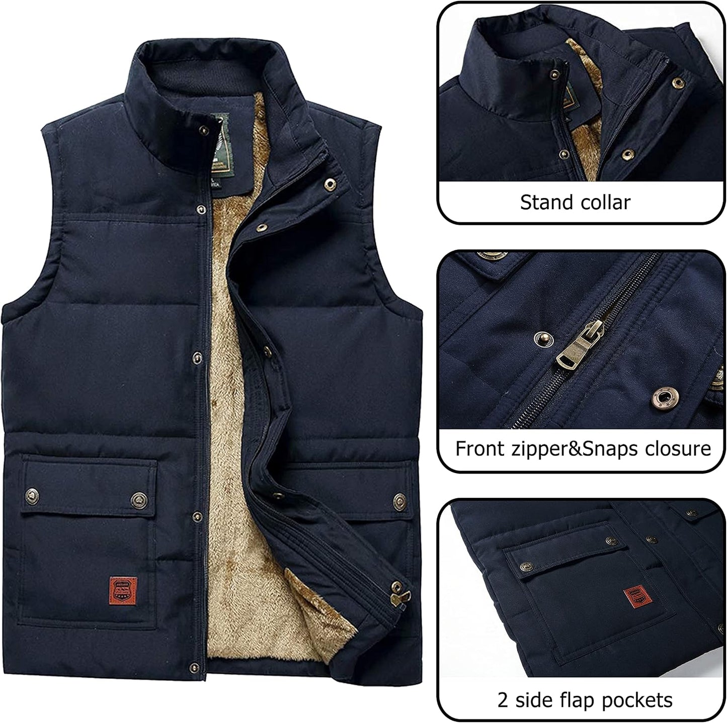 Chaleco polar cuello alto para hombre al aire libre