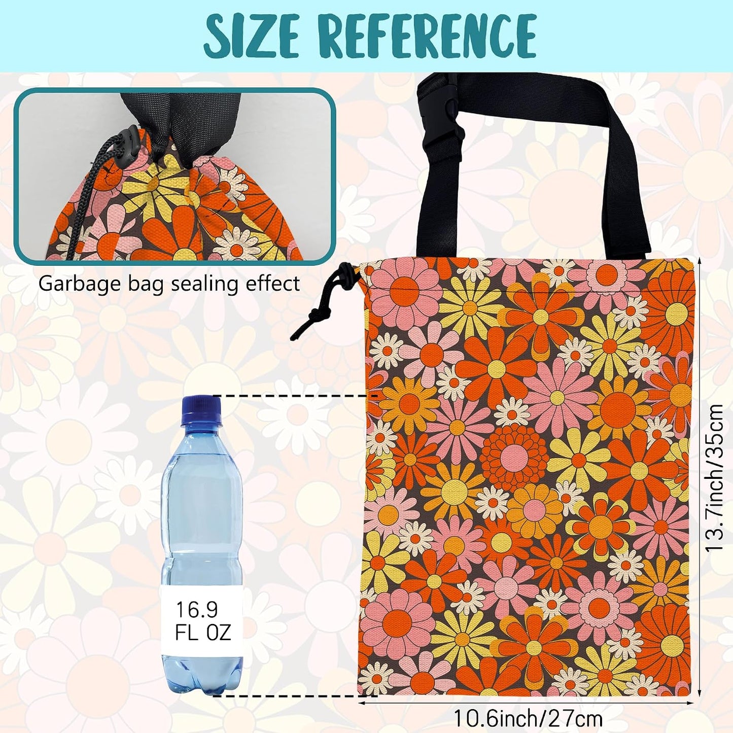 Bolsa basura automóvil diseño retro con cordón ajustable