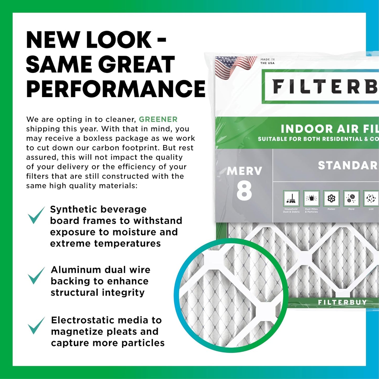 Filtro aire MERV 8 plisado HVAC pack 5