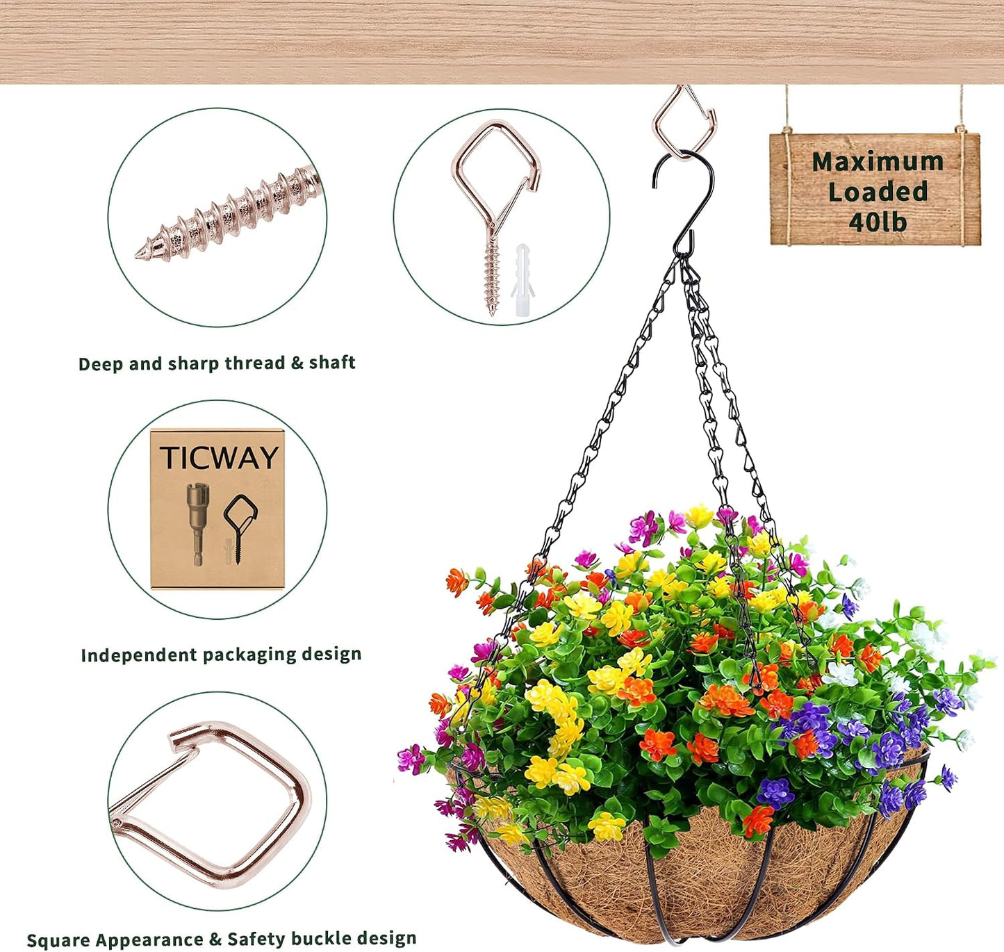 20 Pzas Ganchos Techo para Plantas Campanillas Luces Cadena