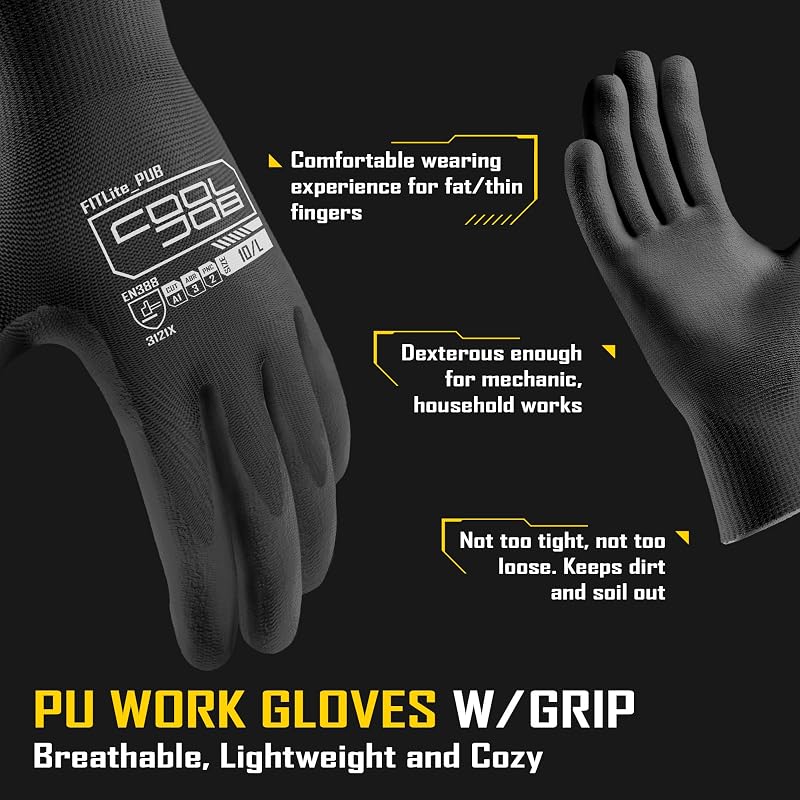 120 Pzas Guantes Trabajo Seguridad Antiderrap para Hombres