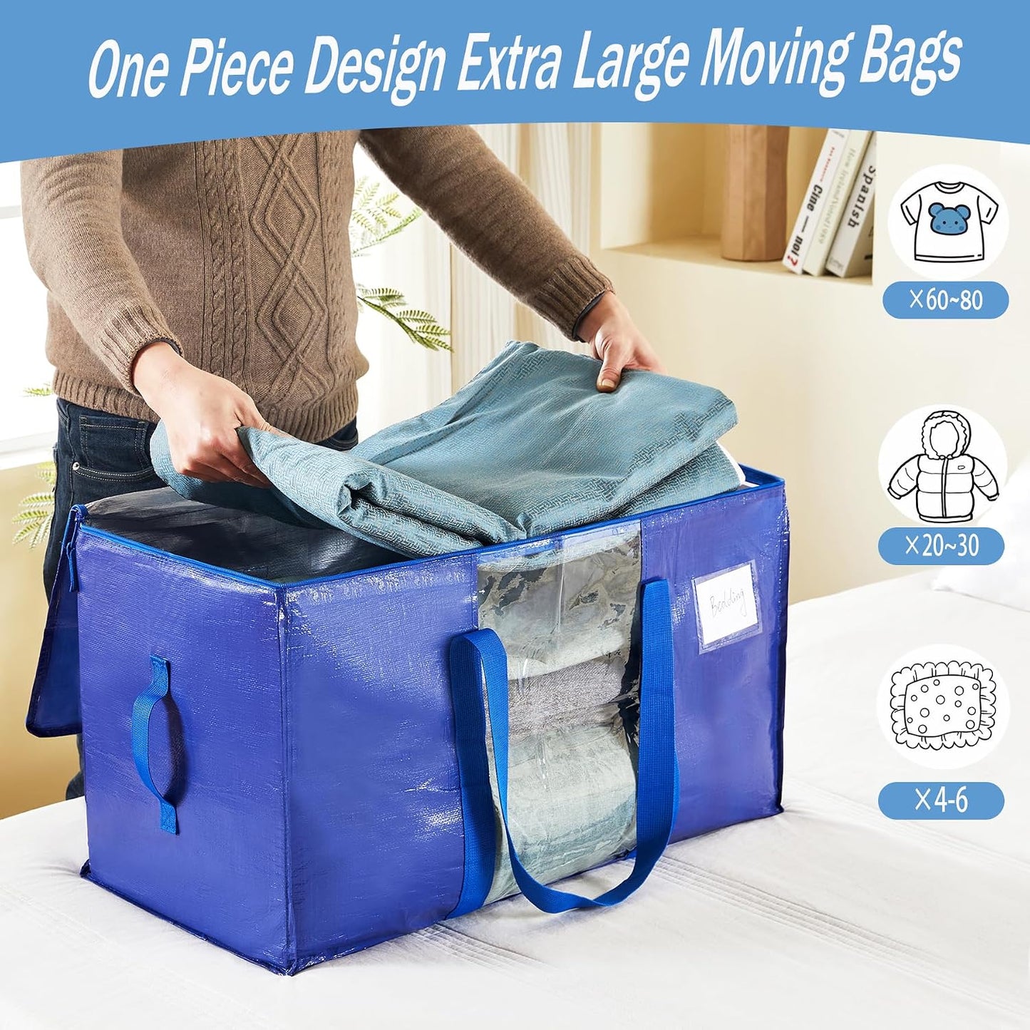 4 Pzas Bolsas Mudanza Resistentes Almacenamiento Grande