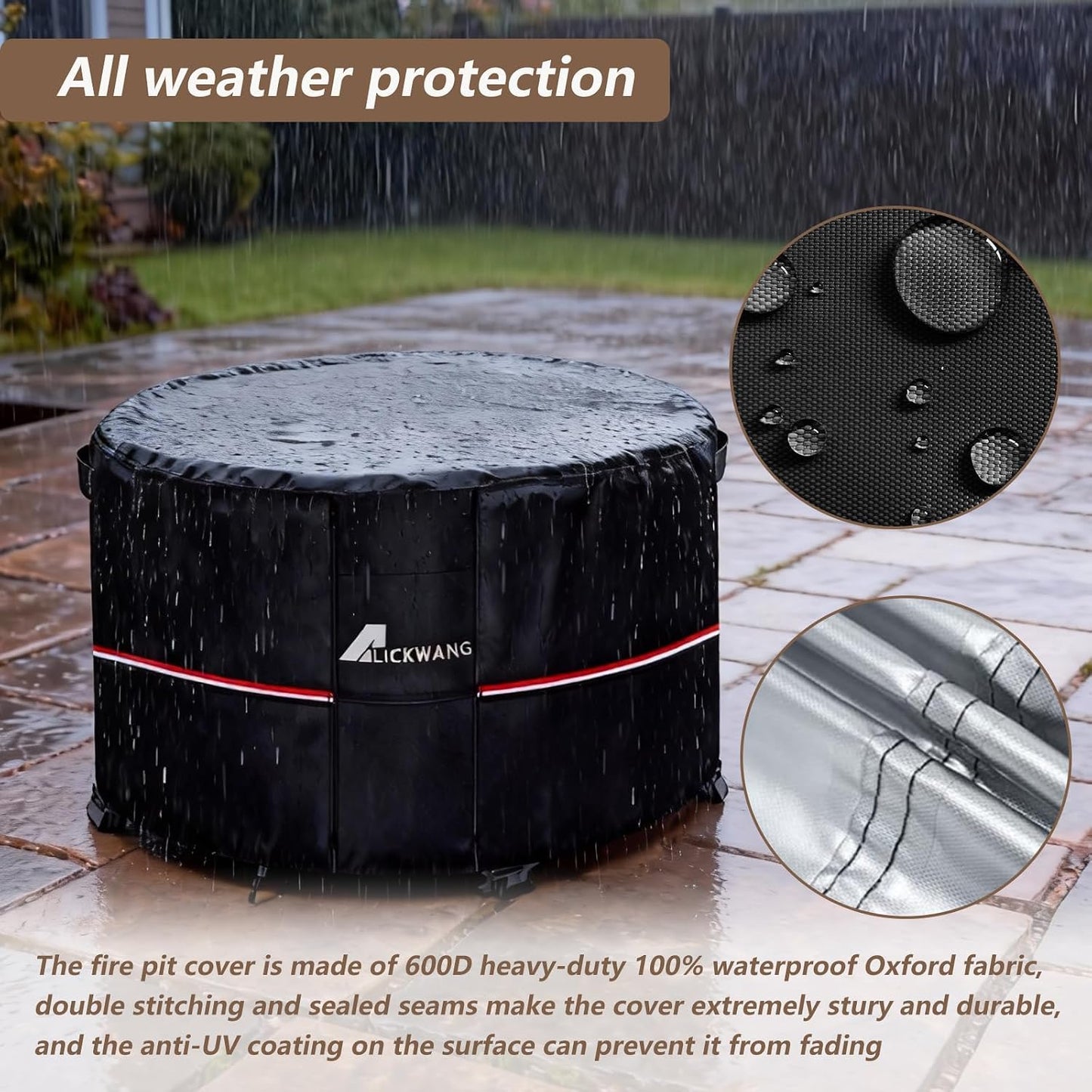 Cubierta redonda hoguera 44pulg impermeable 600D