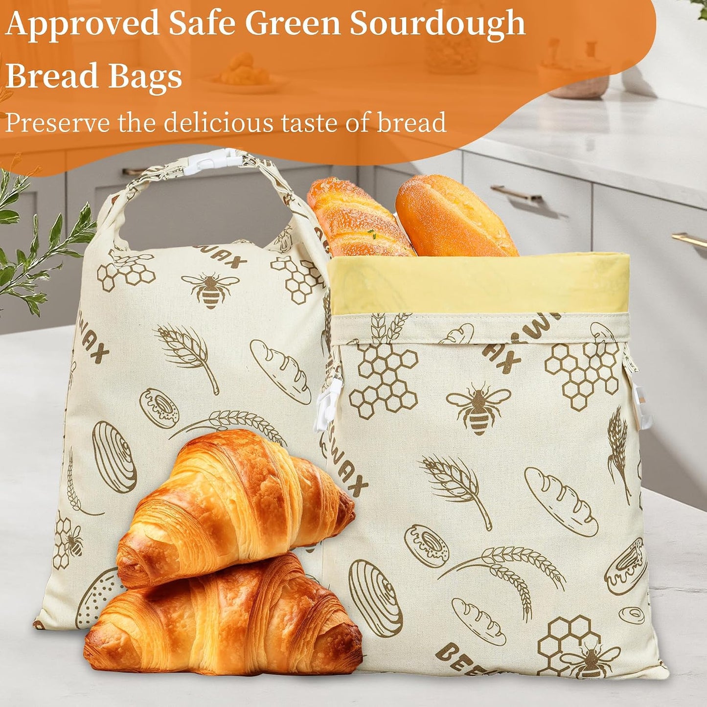 Bolsa pan masa madre reutiliz. 12x17pulg lino algodón 2uds