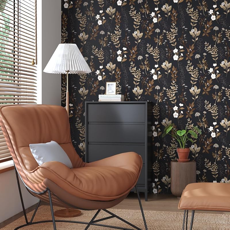 Papel tapiz negro dorado autoadhesivo 17.4x394 impermeable