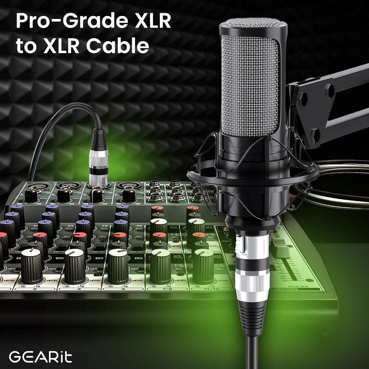Cable micrófono XLR macho hembra 1pie pack6 estudio grabación negro