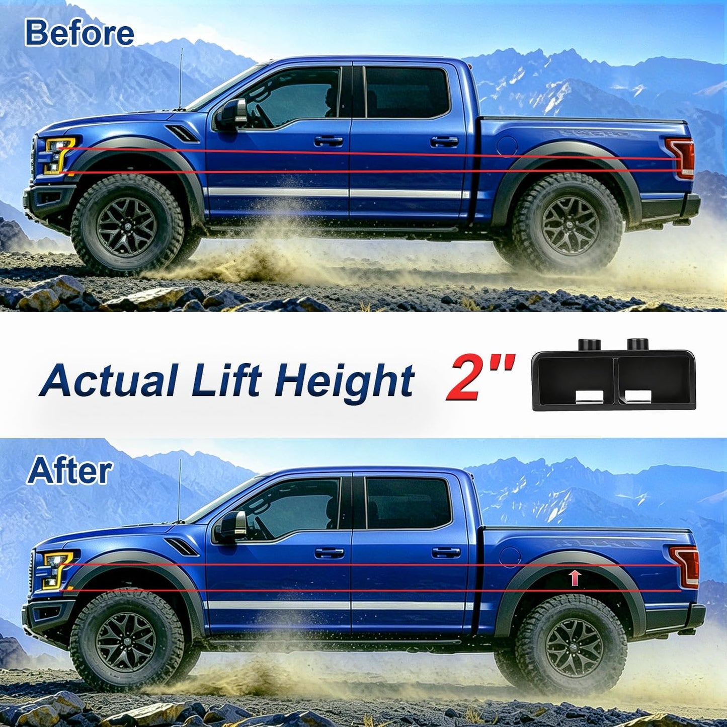 Kit elevación trasera 2" Ford F-150 04-22 pernos U