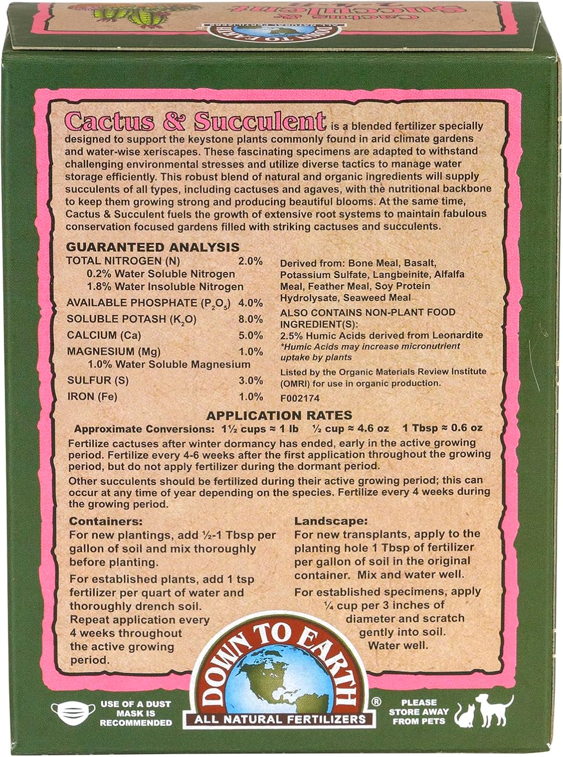 Alimento orgánico para cactus y suculentas 1lb