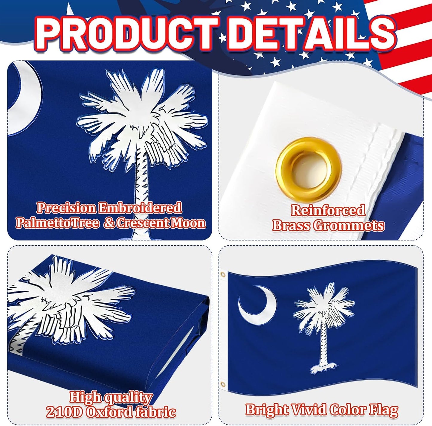Bandera Carolina del Sur 3x5ft tela Oxford 210D resistente
