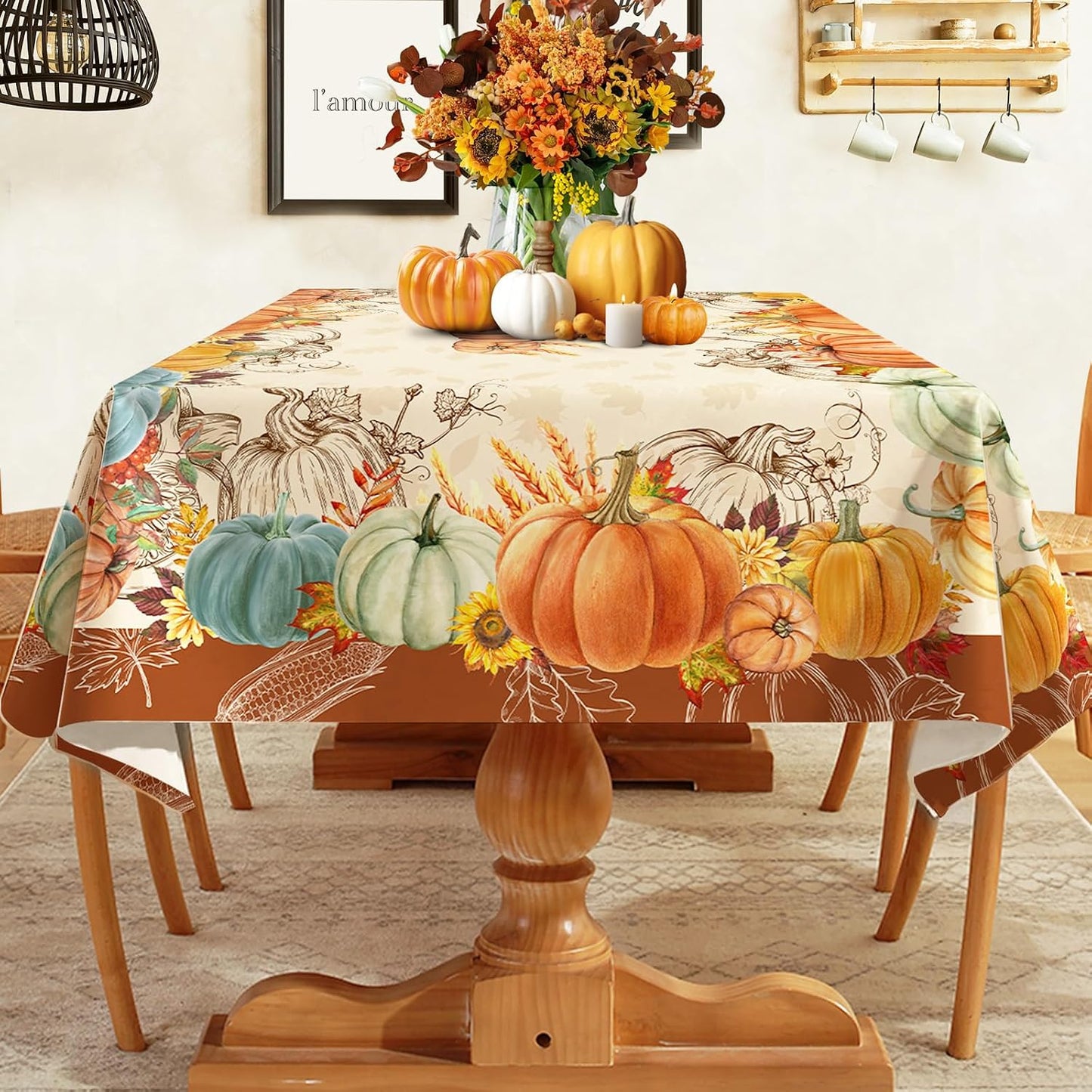 Mantel rectangular resistente agua 52x70pulg otoño