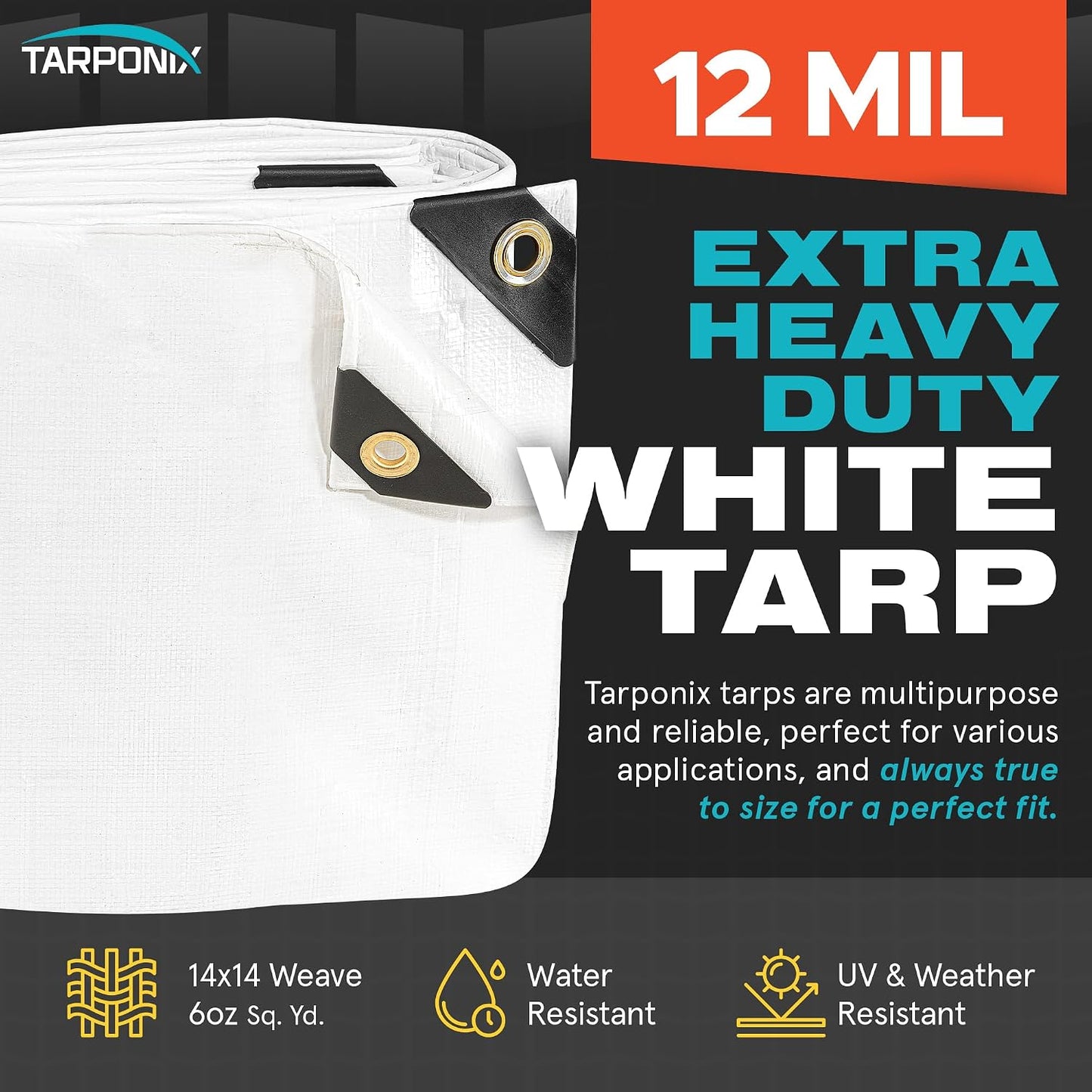 Lona polietileno blanco 10x20ft 12mil impermeable UV resistente