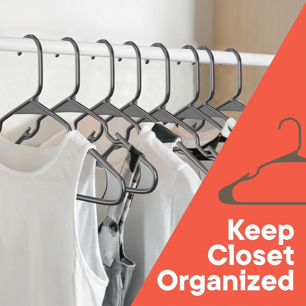 10 Perchas Plástico Gris Antiderrap para Vestidos Tiras
