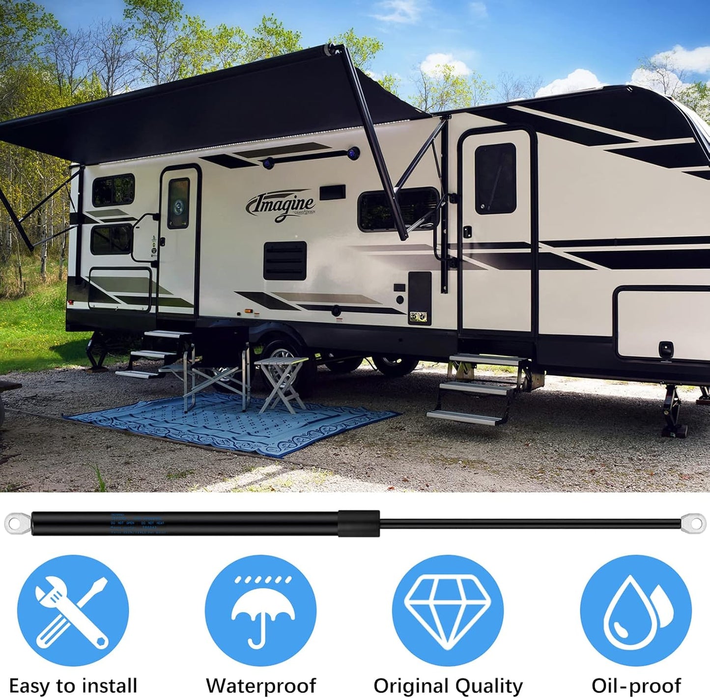 Amortiguadores gas 26pulg para toldo camper 124lb 2pzas