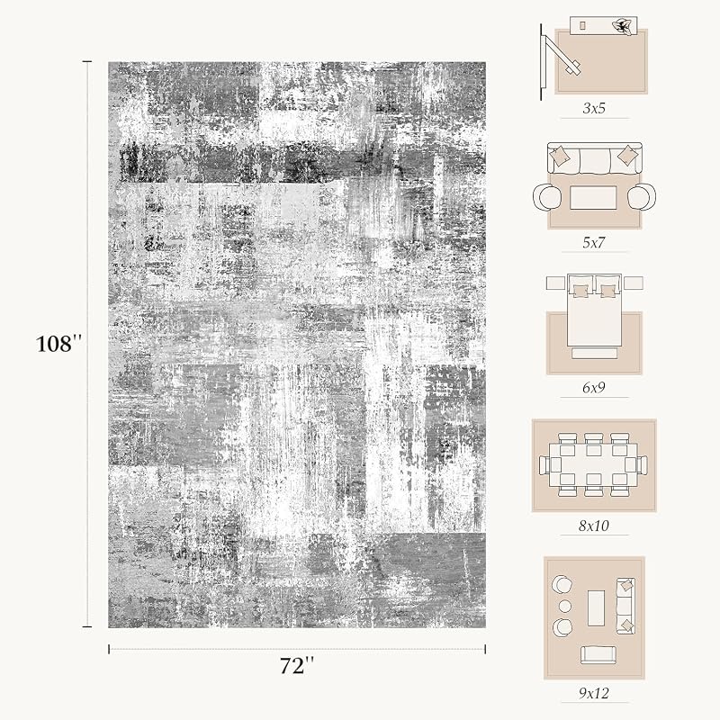 Alfombra interior gris 6x9pulg antiderrap lavable