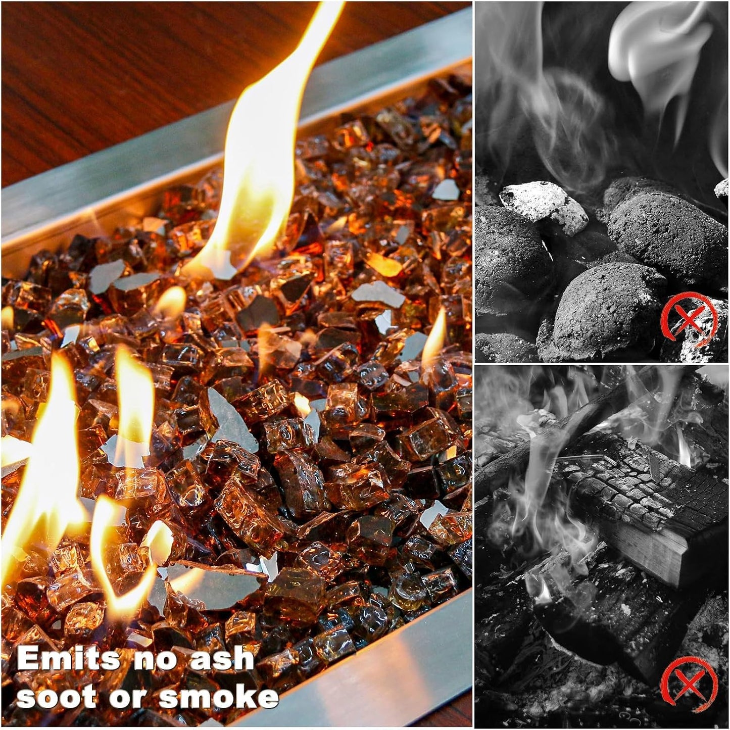 Vidrio hoguera 20lb reflectante cobre 1/2" para chimenea