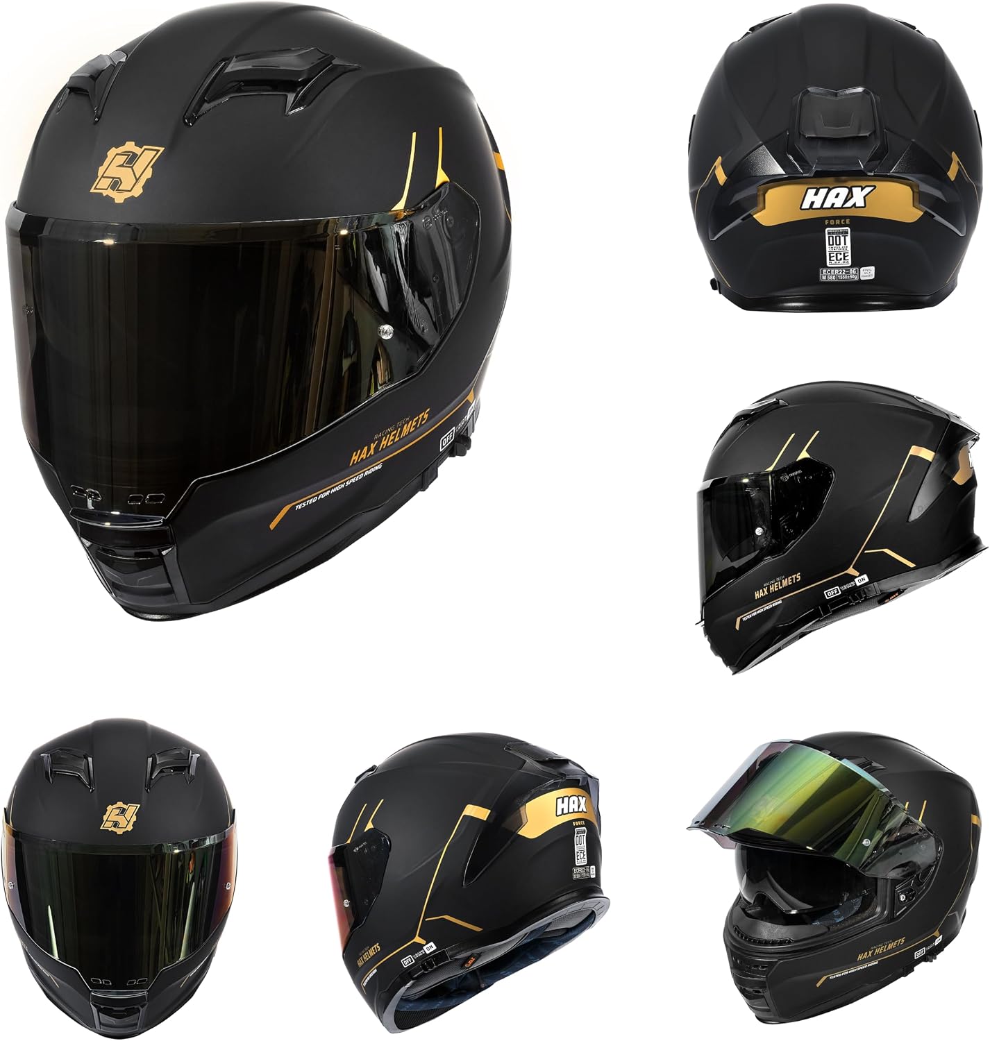 Casco cara completa motocicleta e-bike visor doble negro