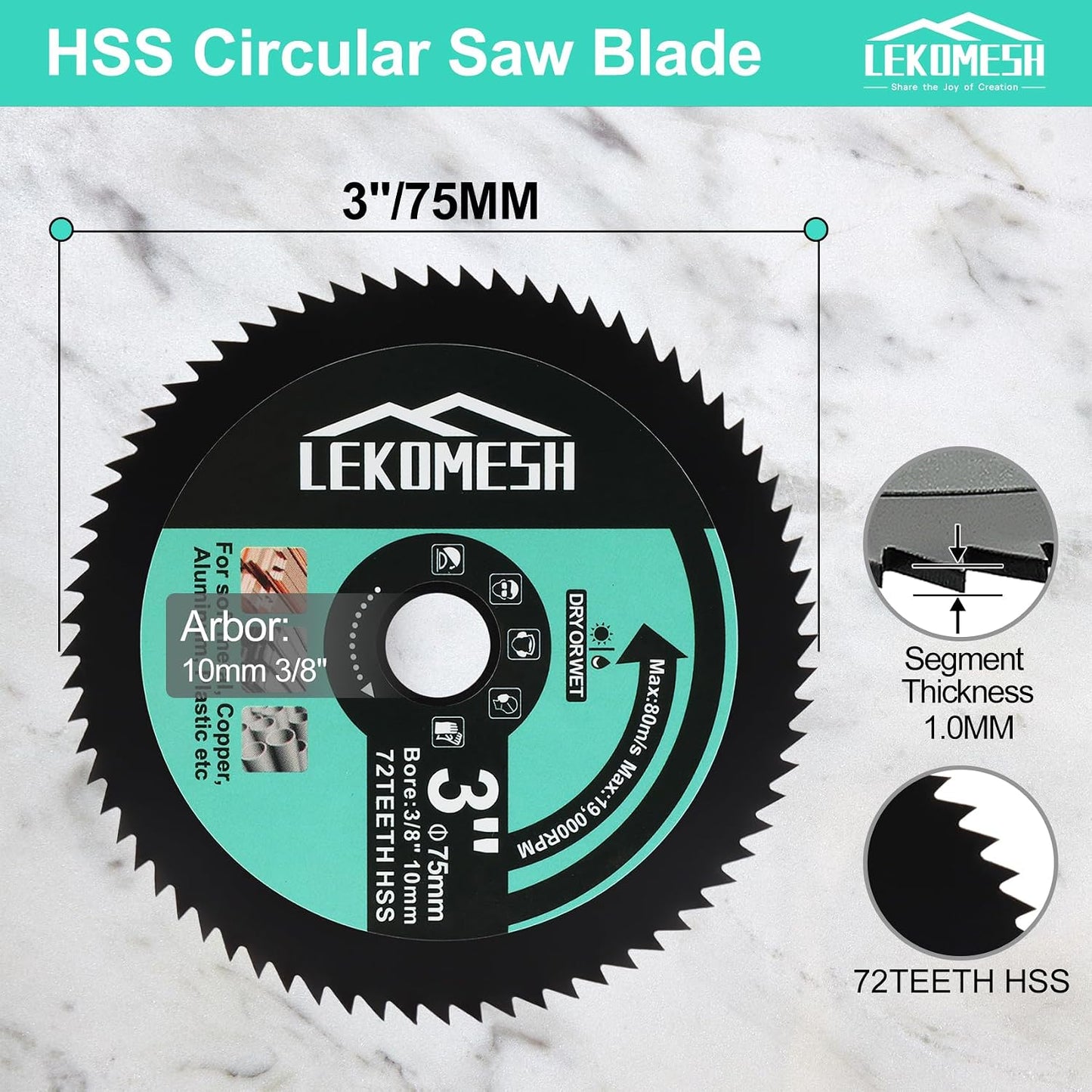 Hoja sierra circular 3pulg eje 3/8pulg para madera y metal