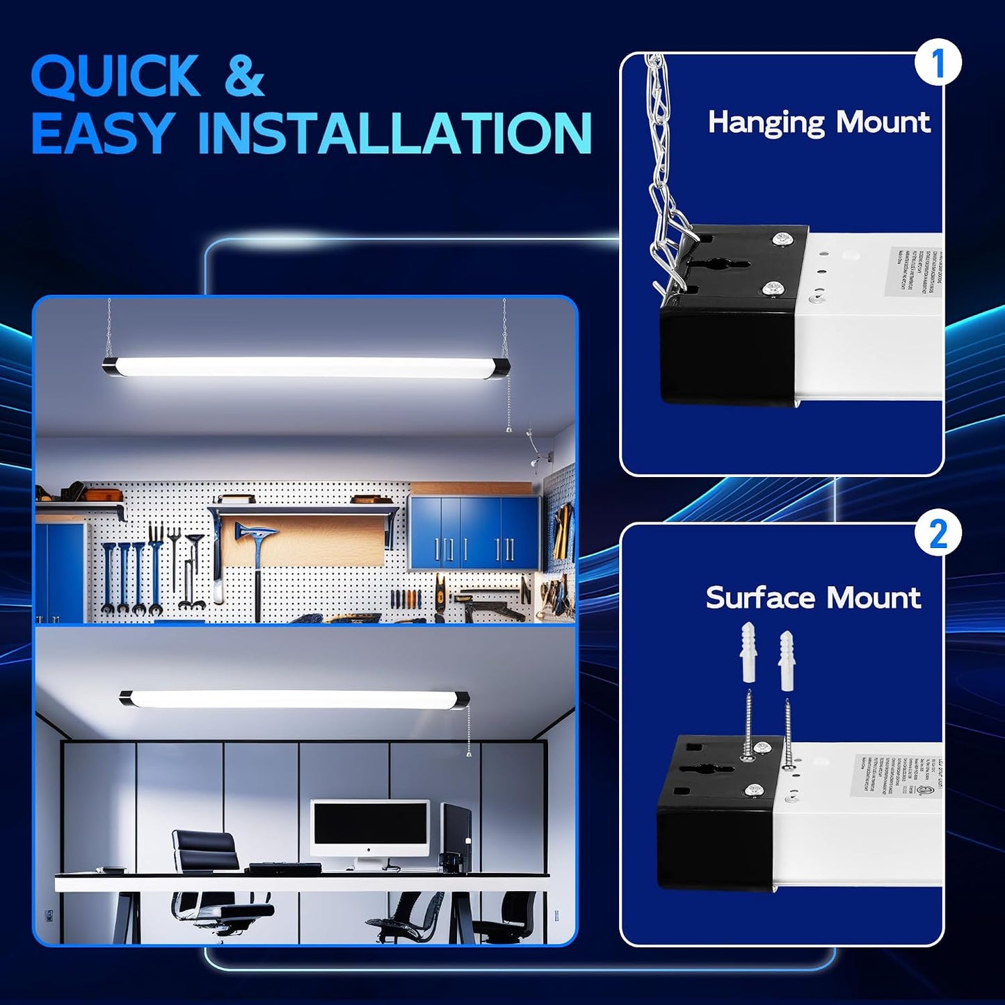 Lámpara LED tienda 4ft 70W 8000lm 5000K para garaje taller