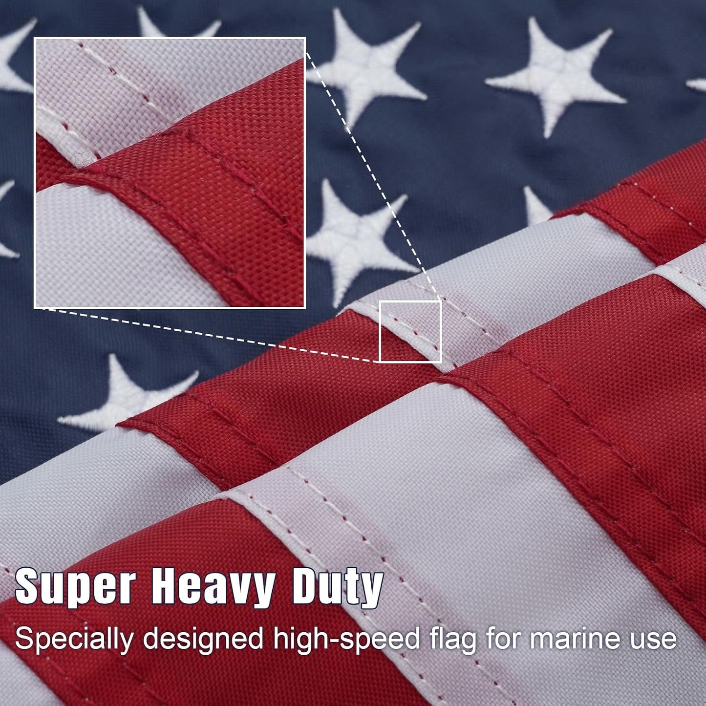 Bandera EE.UU. 12x18pulg para barco duradera con ojales latón