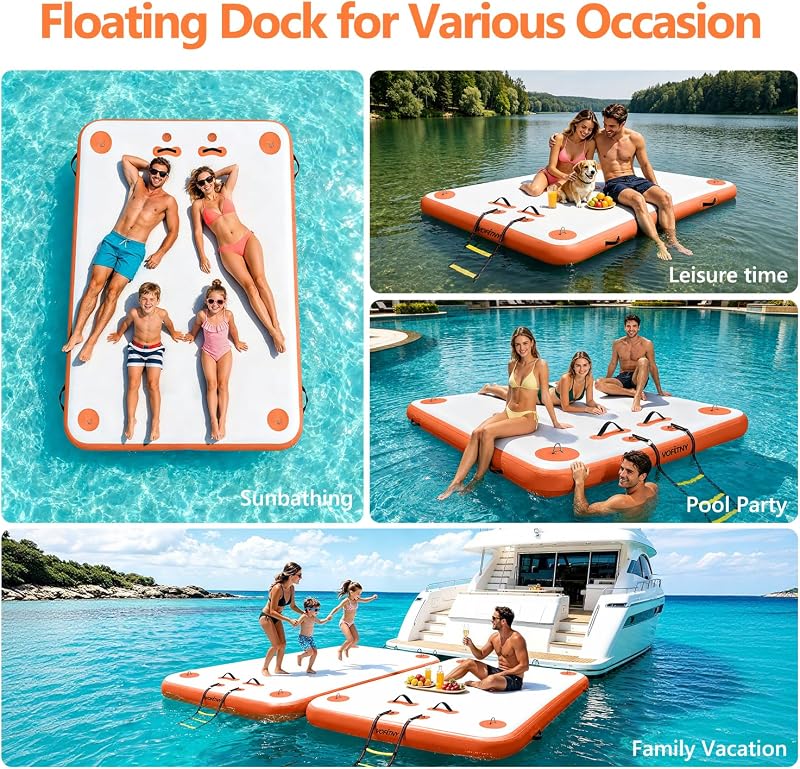 Plataforma flotante inflable antiderrap para lago playa