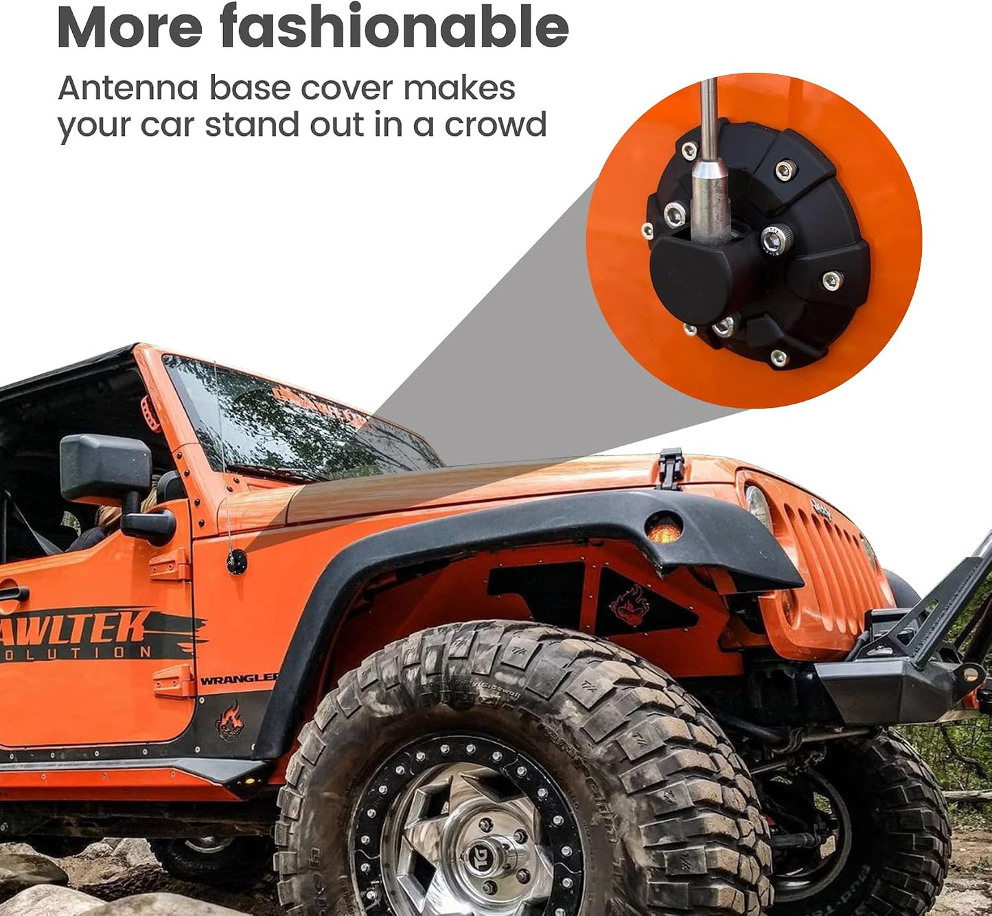 Cubierta base antena Jeep Wrangler 07-22 acero ABS