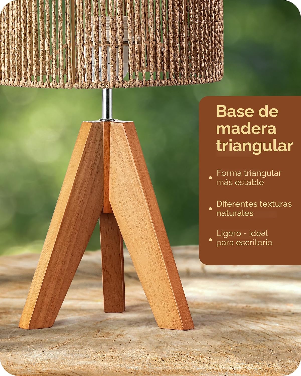 Lámpara mesa ratán estilo boho para sala oficina E26