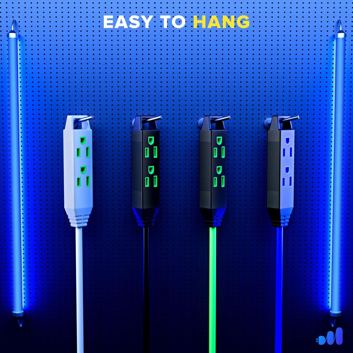 Cable extensión 1pie pack2 con tomas 16blanco ETL