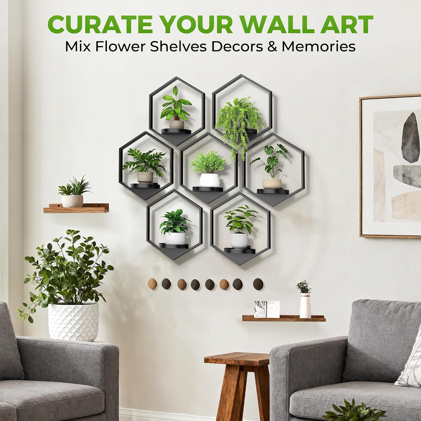 Macetas pared para plantas interiores set 7 soporte sala
