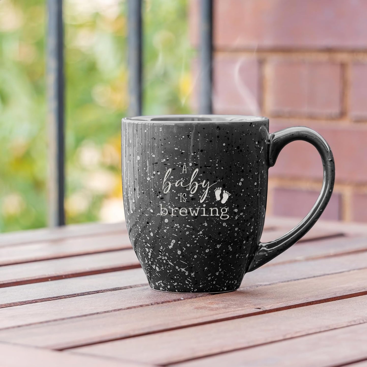 Taza café cerámica moteada grabada 16oz