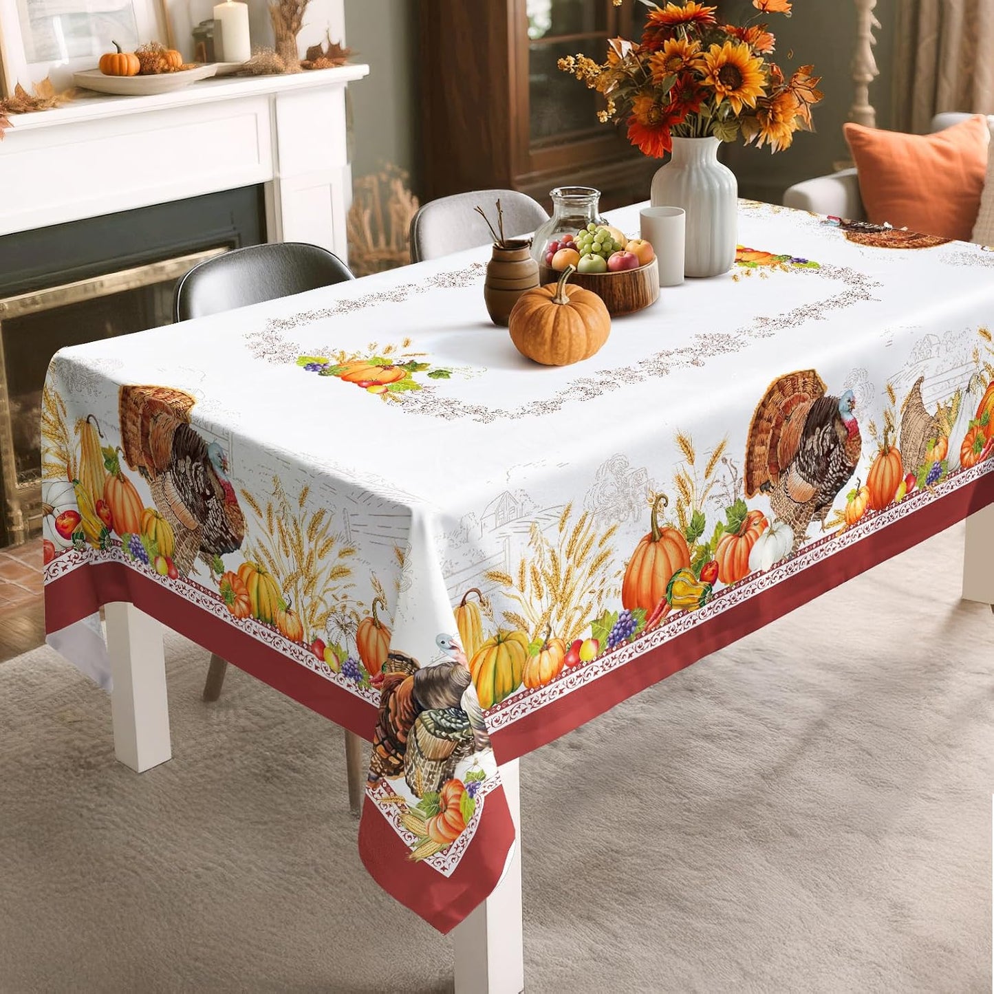 Mantel Acción de Gracias 60x120pulg Impermeable Rectangular
