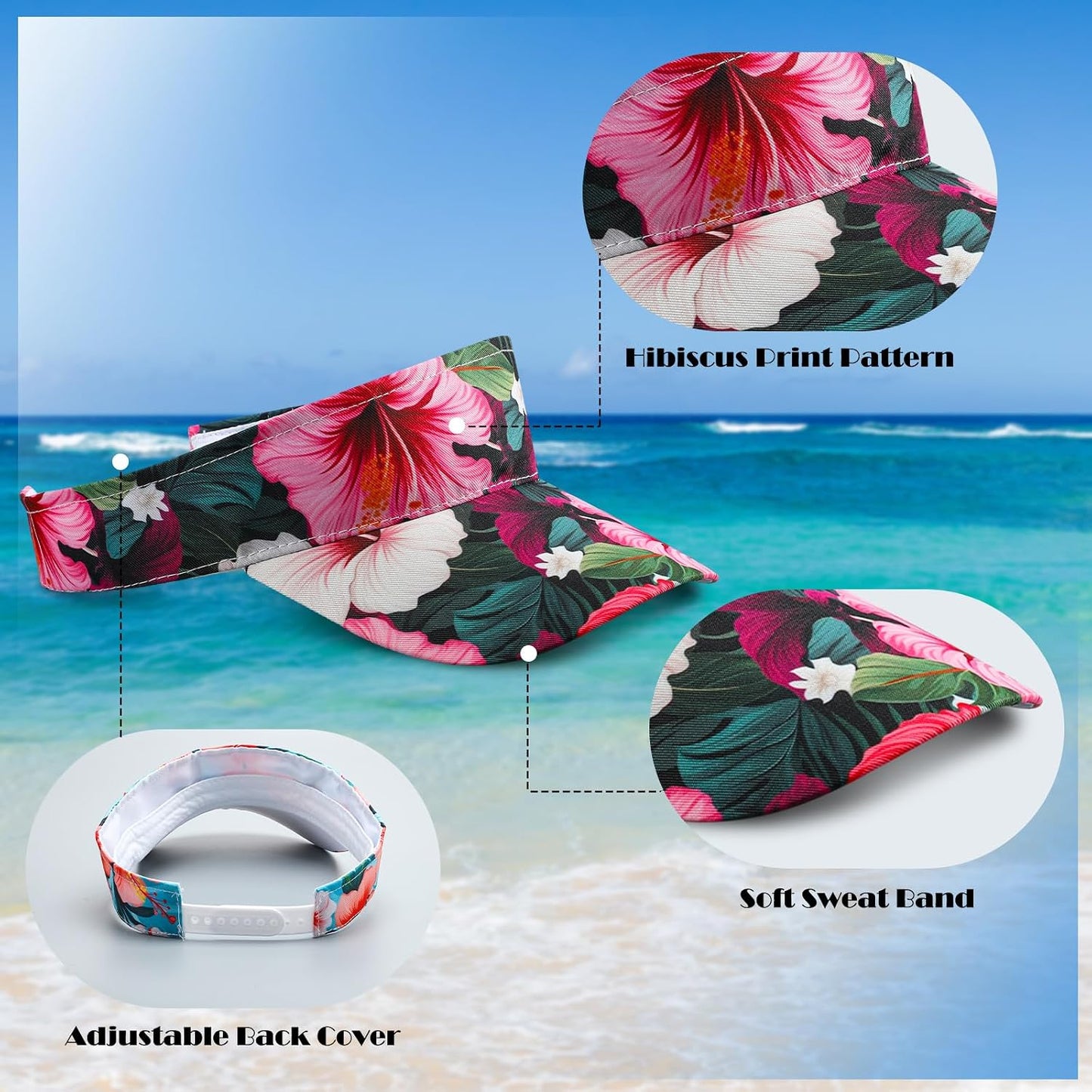 4 Pzas Sombrero Hawaiano Ajustable Playa Verano