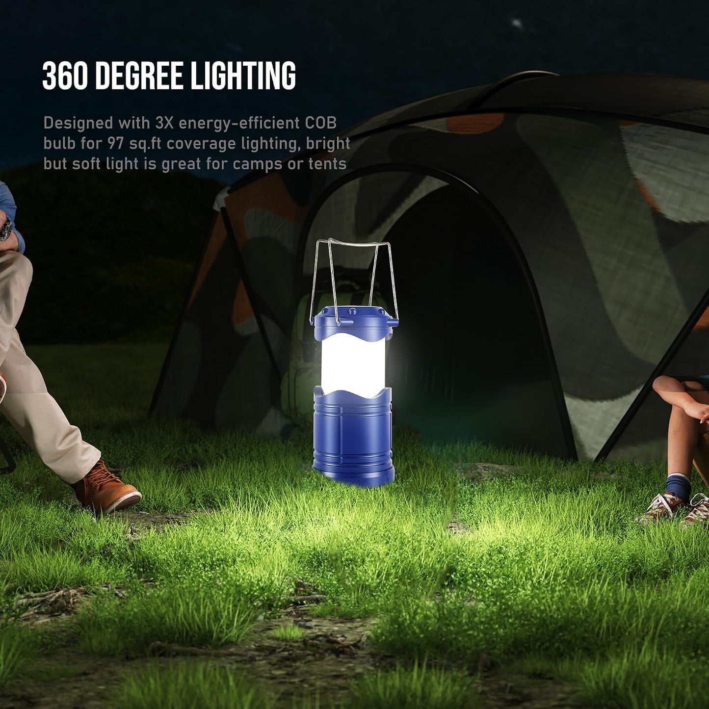 Linterna LED portátil 4 pzas batería luz colgante plegable