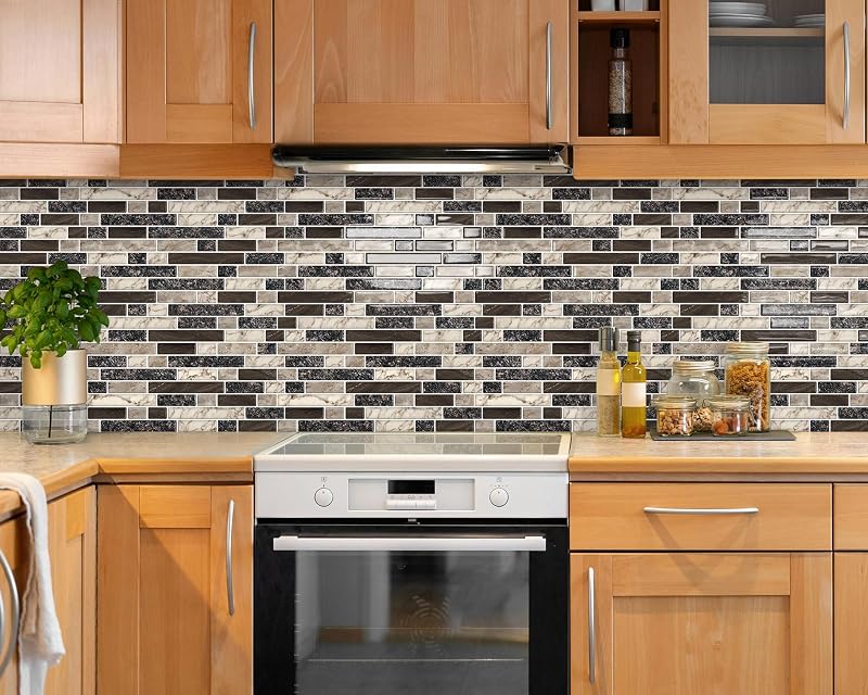Azulejos 3D autoadhesivos marrón 12x12" para cocina baño