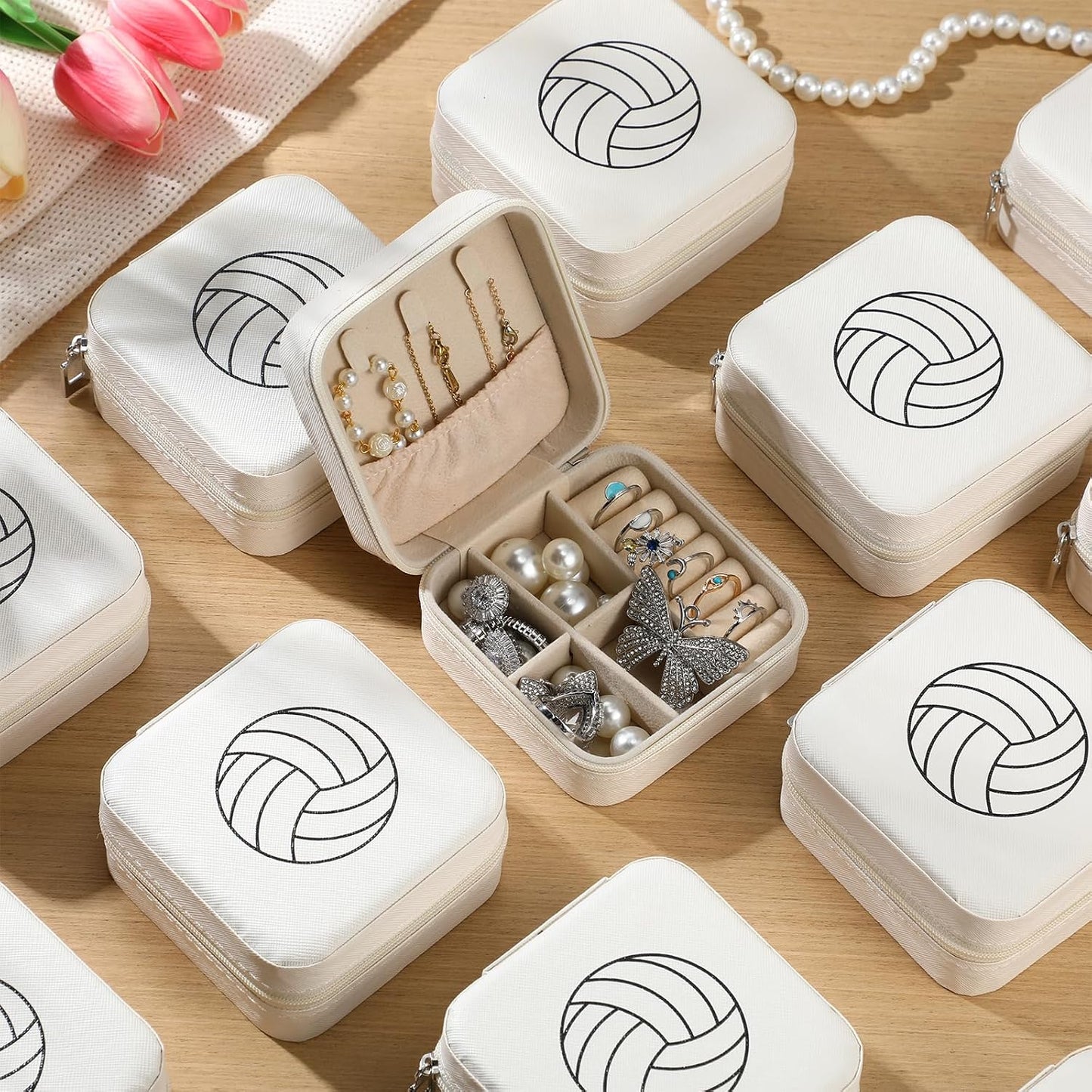 12 Pzas Regalos Voleibol Caja Joyería Entrenador Blanco