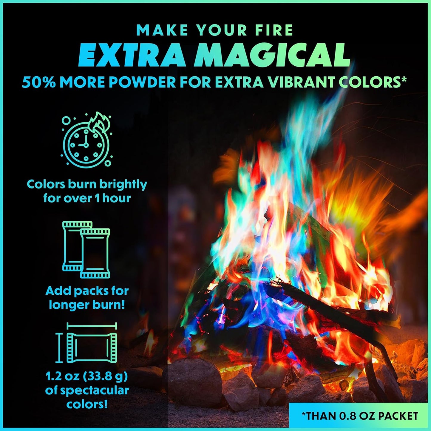 Pack 25 fuego multicolor hogueras campamento fiesta
