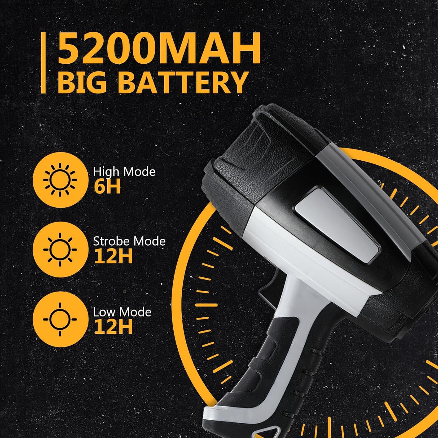 Foco recargable 800 lúmenes LED para exteriores 5200 mAh