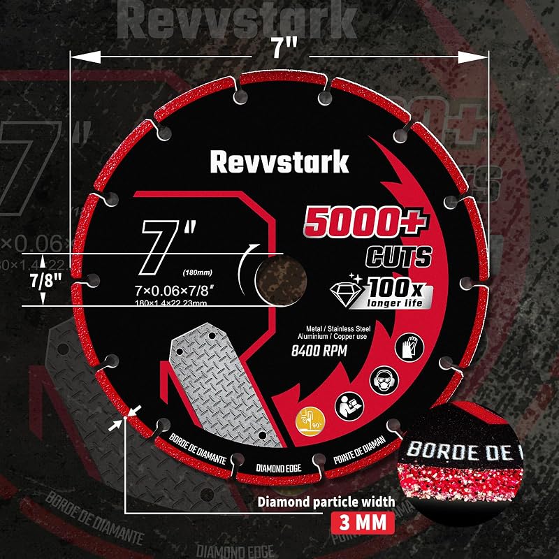 Rueda corte diamante 7pulg eje 7/8pulg para metal