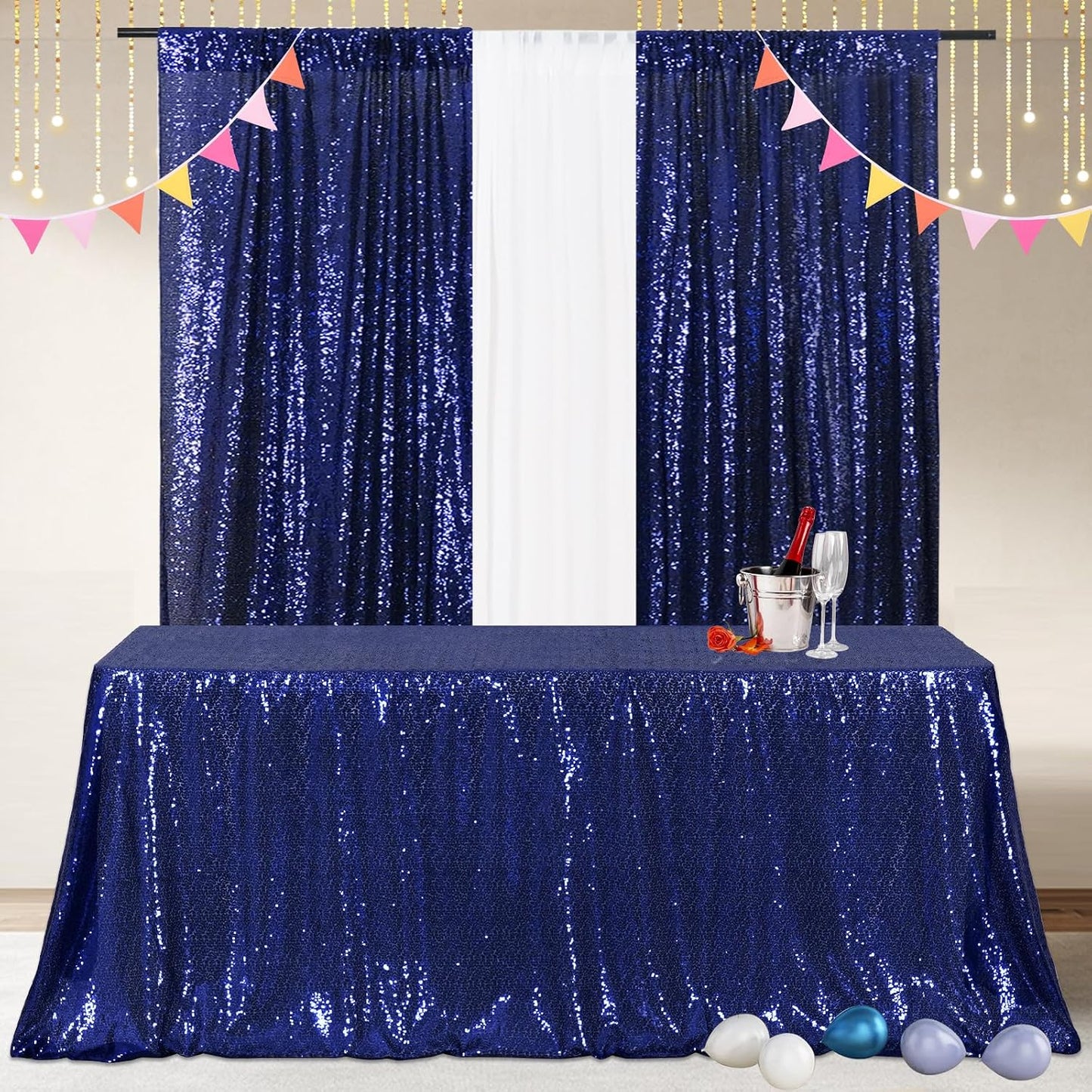 Mantel lentejuelas azul 50x72pulg rectangular fiestas
