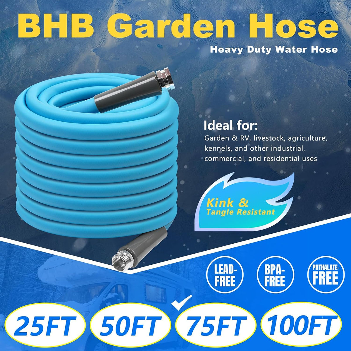 Manguera jardín 75ft 5/8pulg polímero híbrido flexible